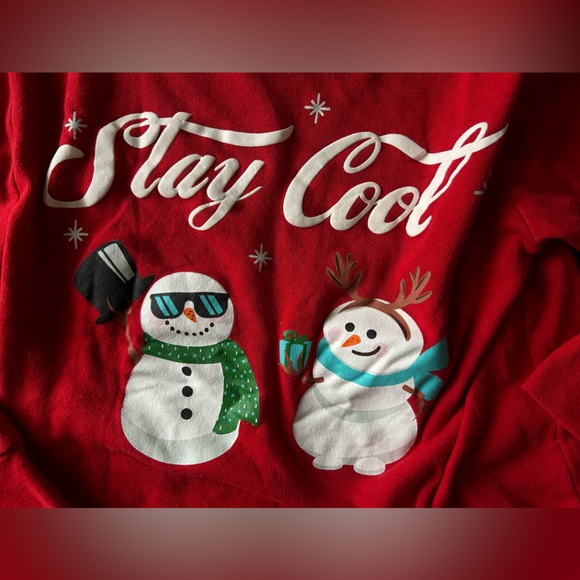 MAD ENGINE Kids “Stay Cool” Snowman Graphic Holiday Pullover Sweatshirt. - Picture 4 of 4
